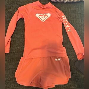 Girls Roxy shorts (sz 10) and rash guard (sz 8)